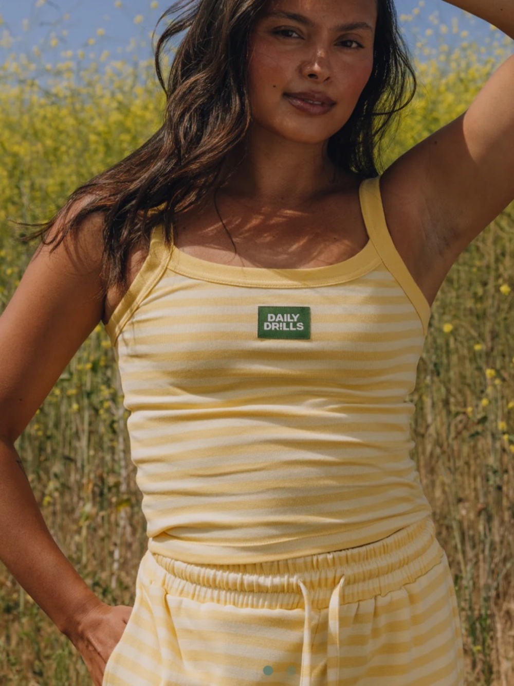 Daily Drills Yellow & White Striped Logo Tank